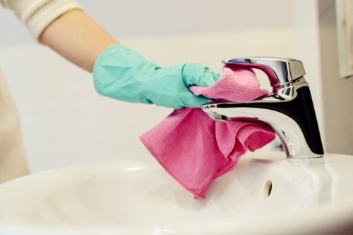 Professional deep cleaning process in a Kennington room
