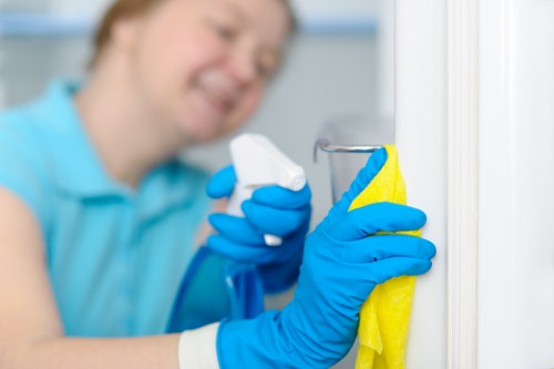 Deep cleaning team preparing equipment with safety gear