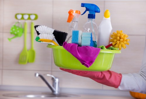 Team preparing reusable items for charity donation after a clean