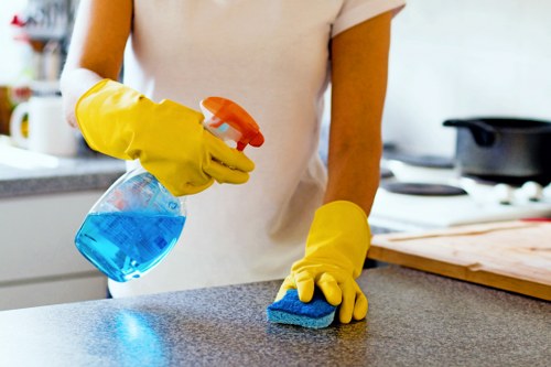 Domestic cleaners tidying a modern Kennington flat