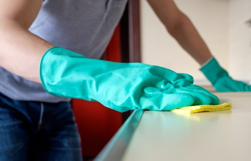 Emergency-ready deep cleaning team following safety measures